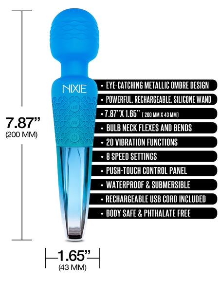 Nixie Rechargeable Wand Massager, Blue Ombre Metallic - THES