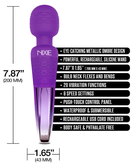 Nixie Rechargeable Wand Massager, Purple Ombre Metallic - THES