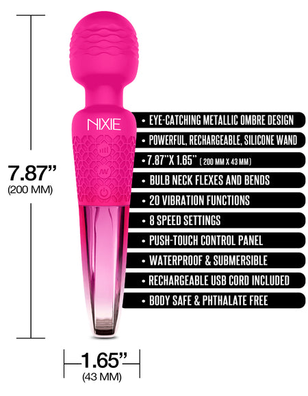 Nixie Rechargeable Wand Massager, Pink Ombre Metallic - THES