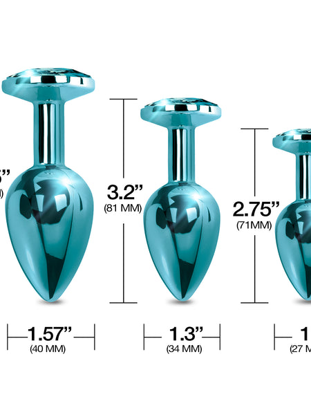NIXIE Metal Butt Plug Trainer Set, Blue Metallic - THES