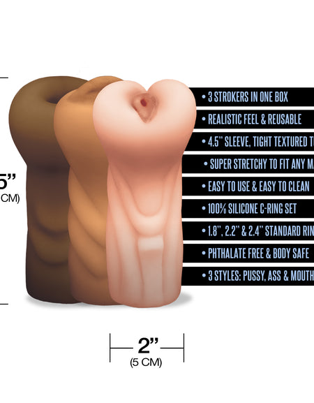 MSTR B8 Six Pack, Ass, Mouth, Pussy Stroker w/Six Rings - THES