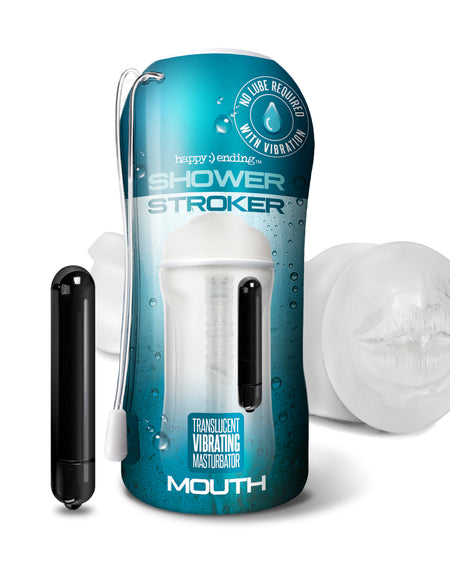 Happy Ending Vibrating Shower Stroker Masturbator, Self Lubricating, Mouth - THES