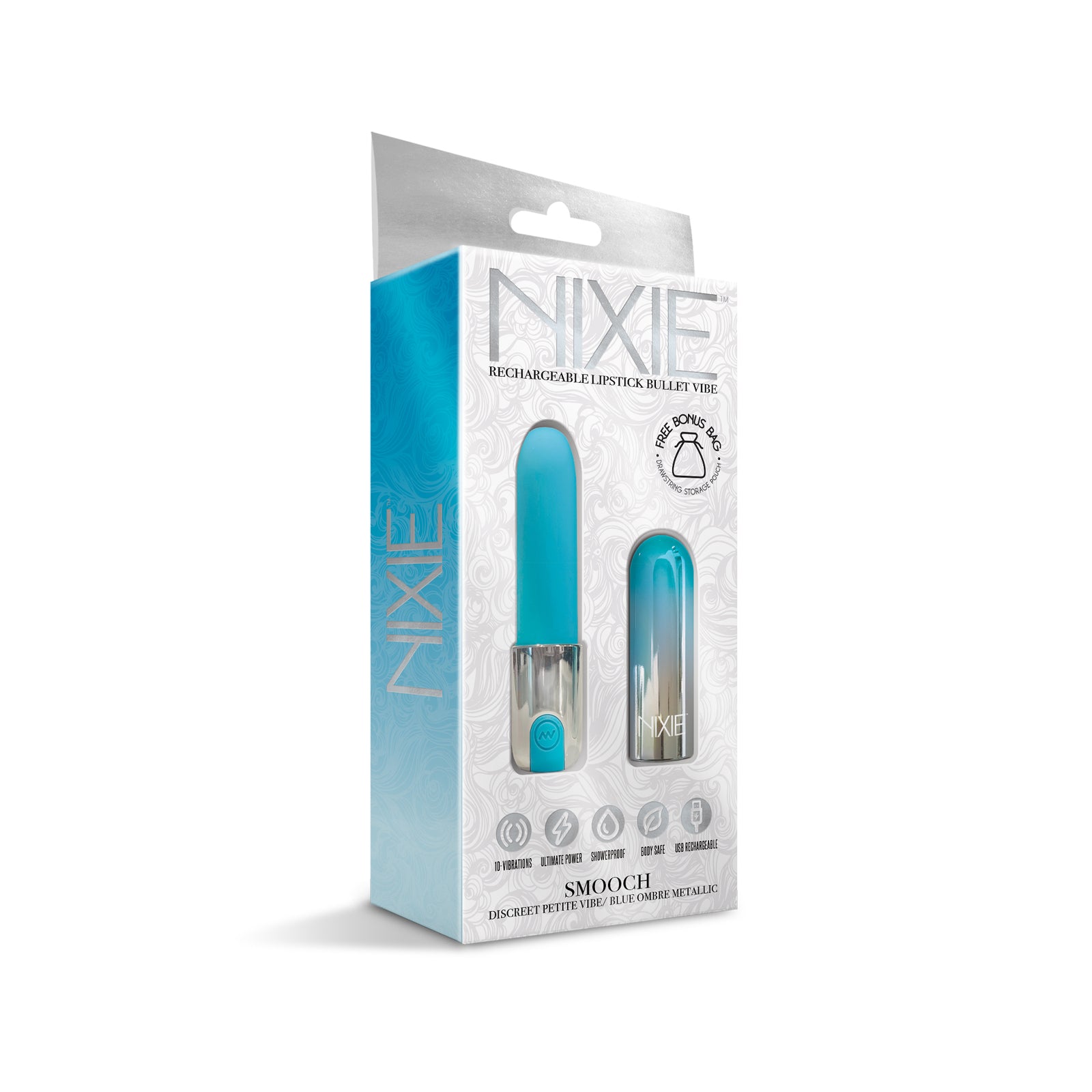 NIXIE Smooch Rechargeable Lipstick Vibrator, Blue Ombre - THES