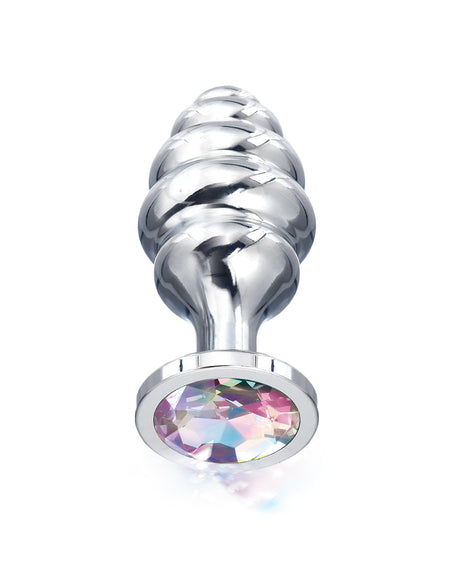 NIXIE Ribbed Metal Butt Plug, Honey Dipper, Small - THES