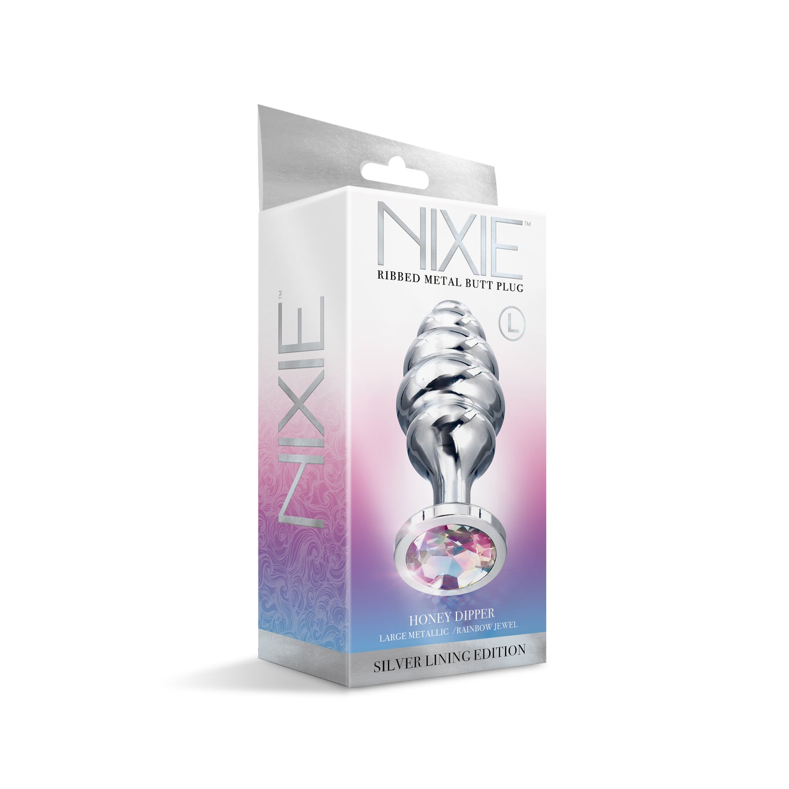 NIXIE Ribbed Metal Butt Plug, Honey Dipper, Large - THES
