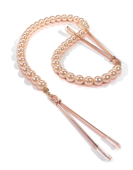 NIXIE Pearl Drop Tweezer Nipple Clamps, Rose Gold - THES