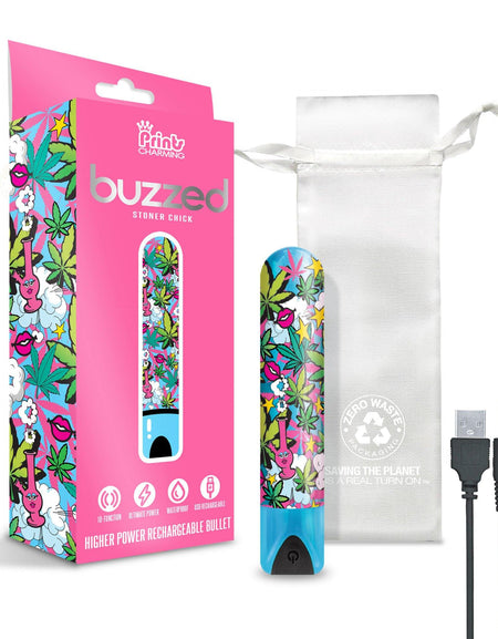 Prints Charming Buzzed Higher Power Rechargeable Bullet, Stoner Chick w/storage bag - The Happy Ending Shop