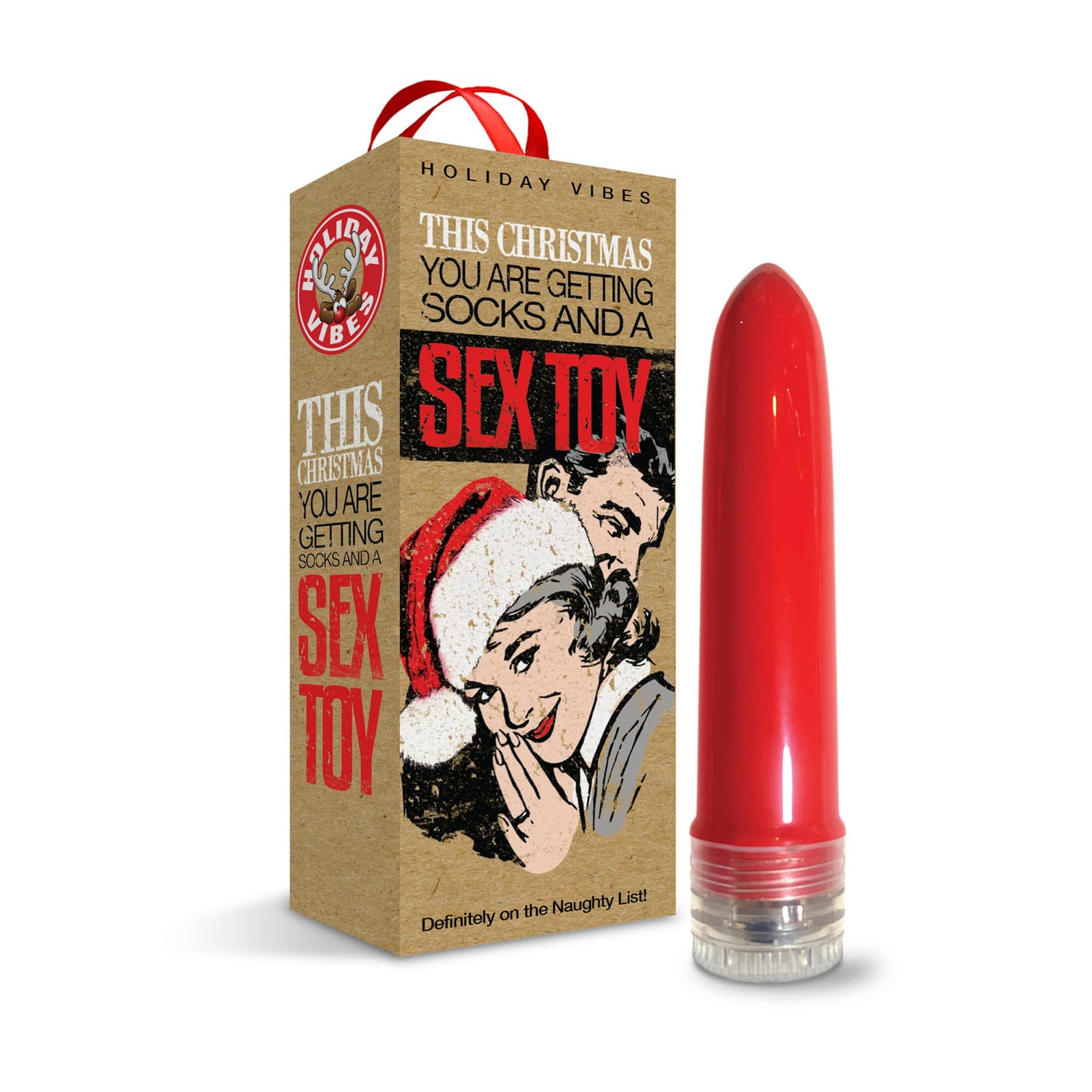 Holiday Vibes Naughty List Gift Socks And A Sex Toy, 4" Multi-Speed Vibe w/storage bag - The Happy Ending Shop