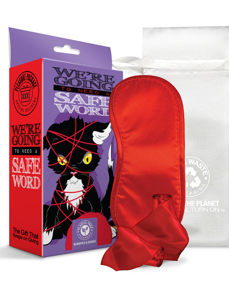 Pleasure Package We're Going To Need A Safe Word, Blindfold, Wrist and Ankle Sashes w/storage bag - THES