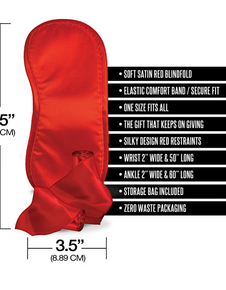 Pleasure Package We're Going To Need A Safe Word, Blindfold, Wrist and Ankle Sashes w/storage bag - THES