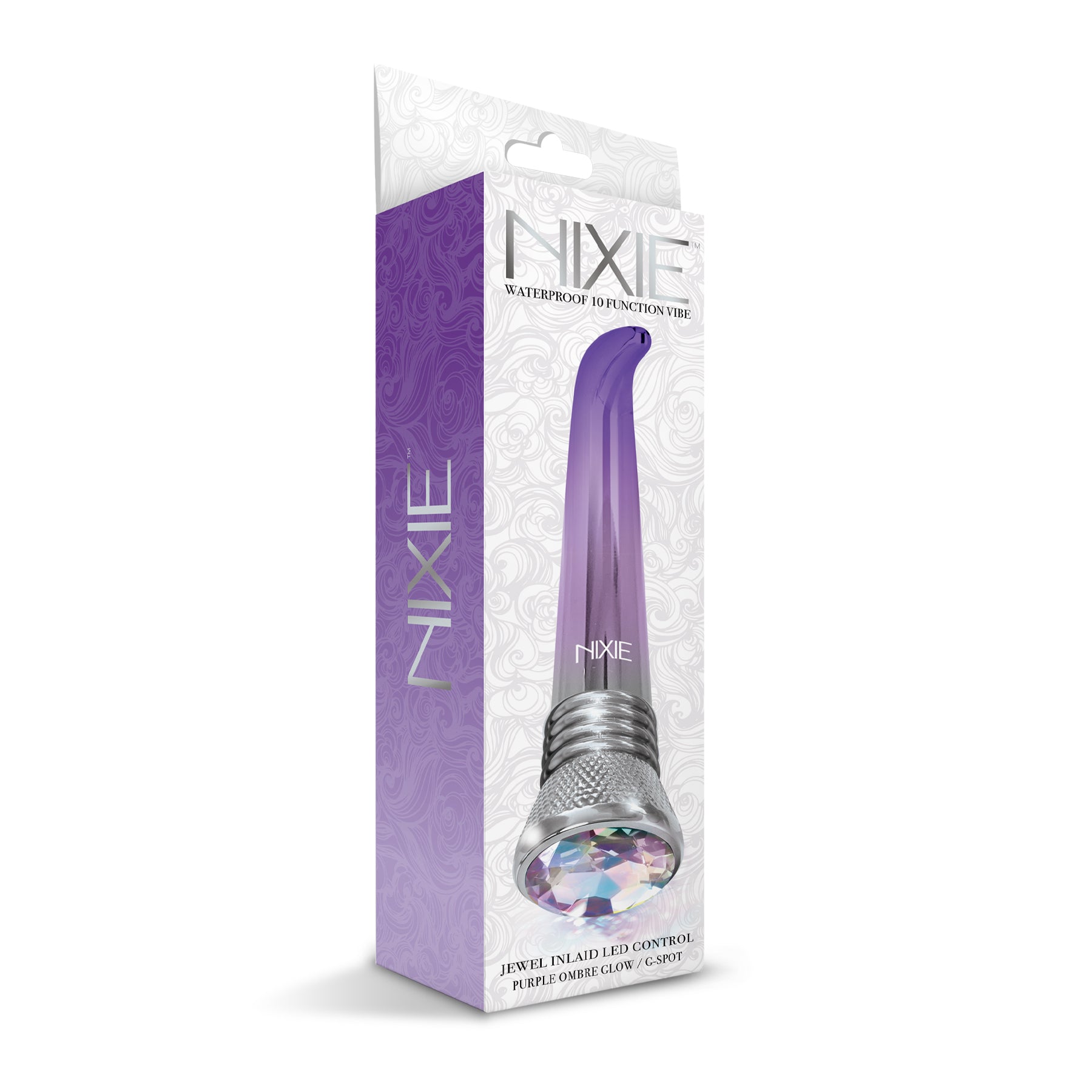 Nixie Jewel Ombre G-Spot Vibe, 10 Function, Purple Glow w/storage