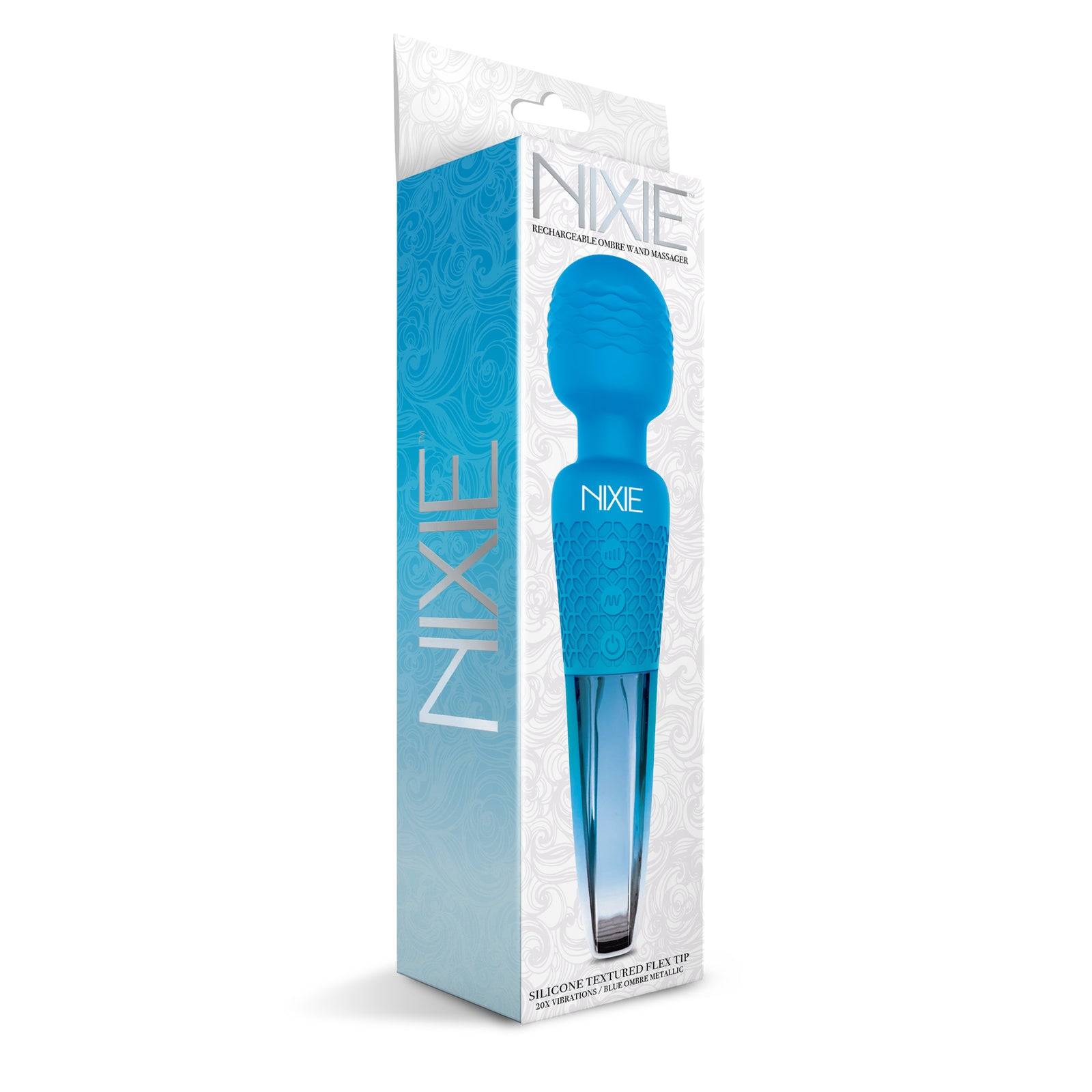 Nixie Rechargeable Wand Massager, Blue Ombre Metallic - THES