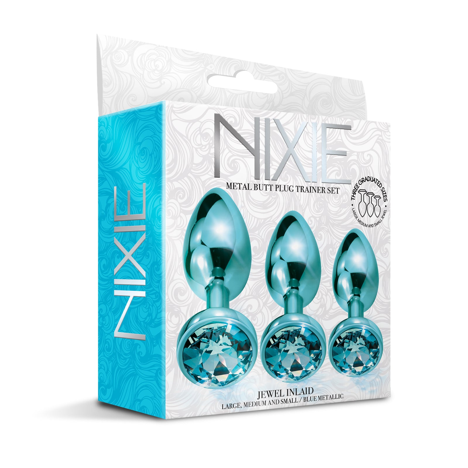 NIXIE Metal Butt Plug Trainer Set, Blue Metallic - THES