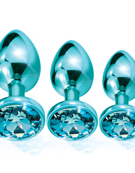 NIXIE Metal Butt Plug Trainer Set, Blue Metallic - THES