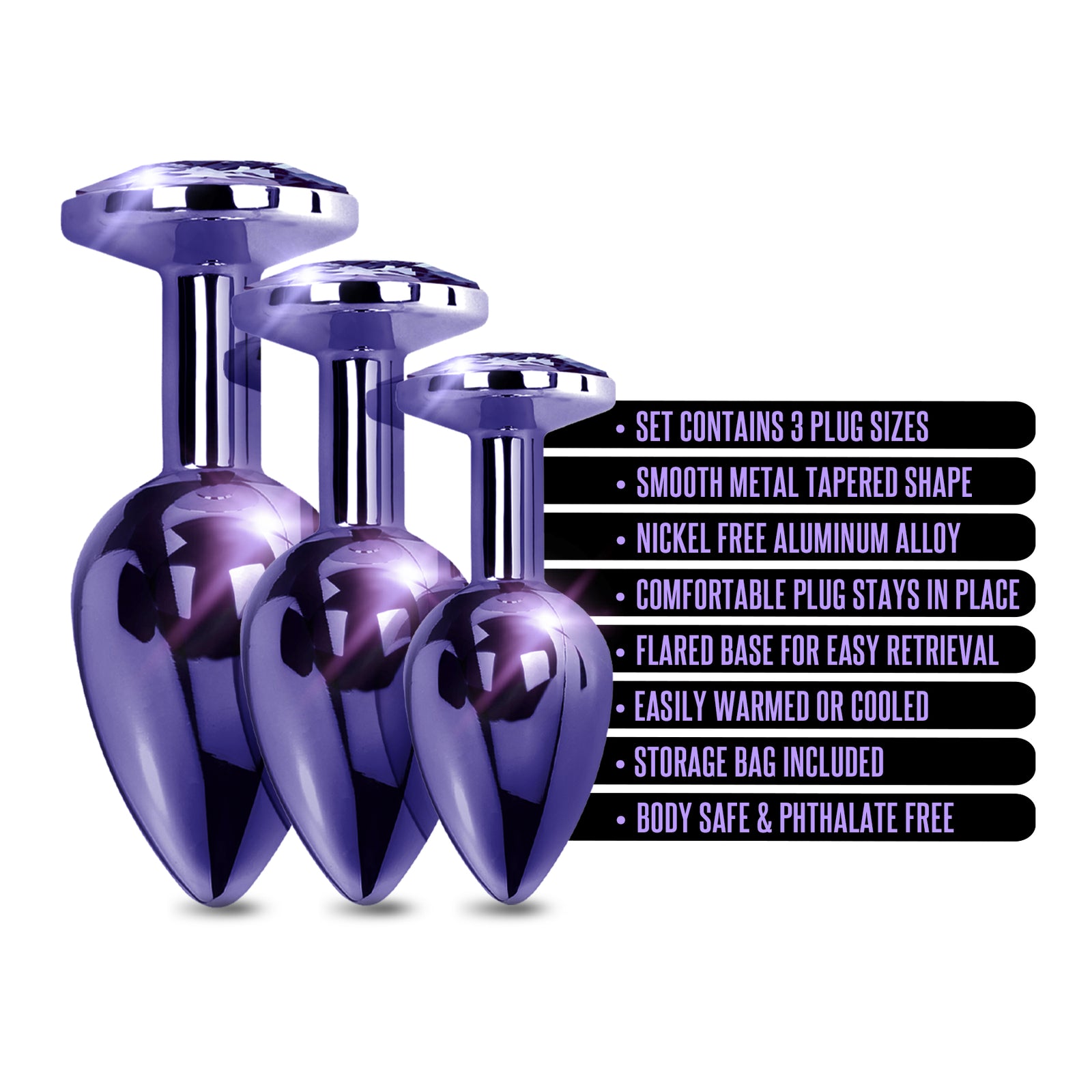 NIXIE Metal Butt Plug Trainer Set,  Purple Metallic - THES
