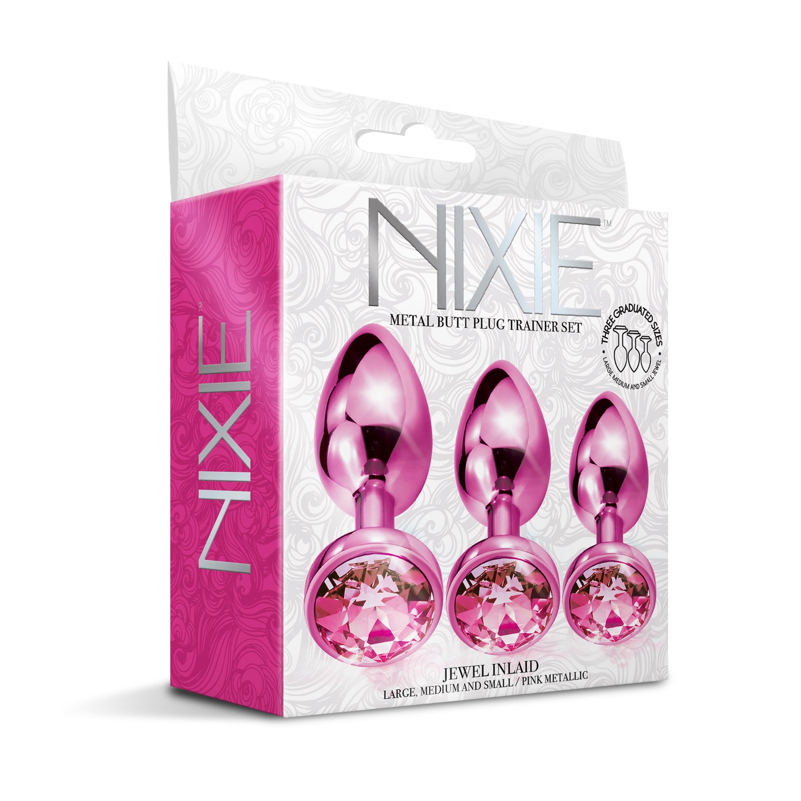 NIXIE Metal Butt Plug Trainer Set, Pink Metallic THES NIXIE Metal Butt Plug Trainer Set, Pink Metallic THES