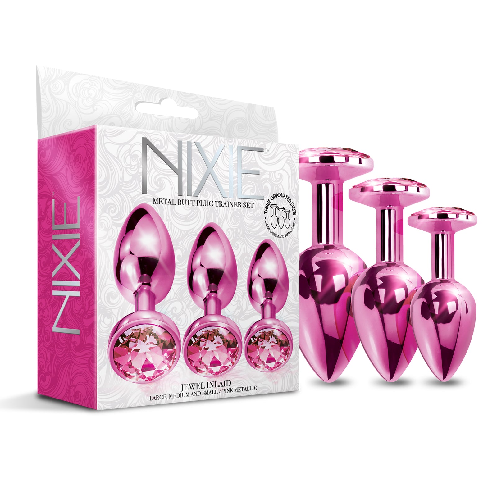 NIXIE Metal Butt Plug Trainer Set,  Pink Metallic - THES