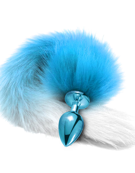 NIXIE Metal Butt Plug with Ombre Tail, Blue - THES