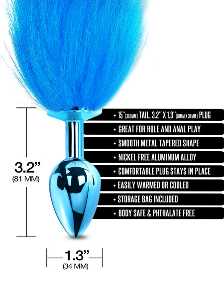 NIXIE Metal Butt Plug with Ombre Tail, Blue - THES