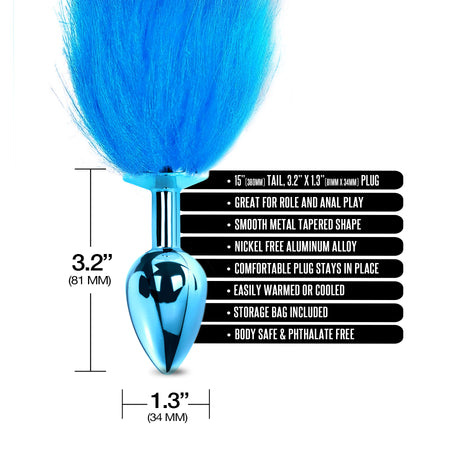 NIXIE Metal Butt Plug with Ombre Tail, Blue - THES