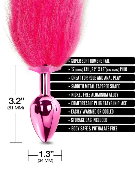 NIXIE Metal Butt Plug with Ombre Tail, Pink - THES
