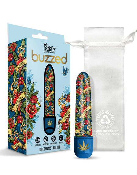 Buzzed 5" Mini Vibe, Ten Function, Blue Dream w/storage bag - THES