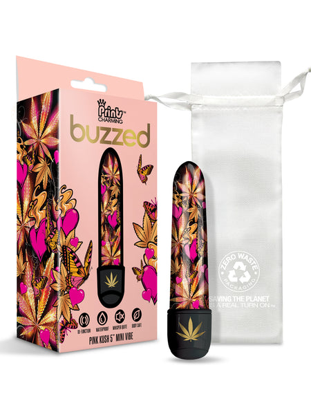 Buzzed 5" Mini Vibe, Ten Function, Pink Kush w/storage bag - THES