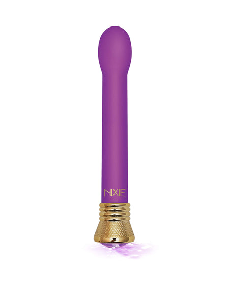 Nixie Jewel Satin Bulb Vibrator, 10 Function, Amethyst w/storage bag - The Happy Ending Shop