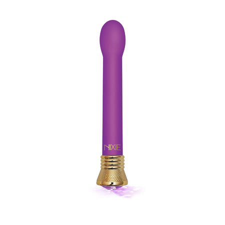 Nixie Jewel Satin Bulb Vibrator, 10 Function, Amethyst w/storage bag - The Happy Ending Shop