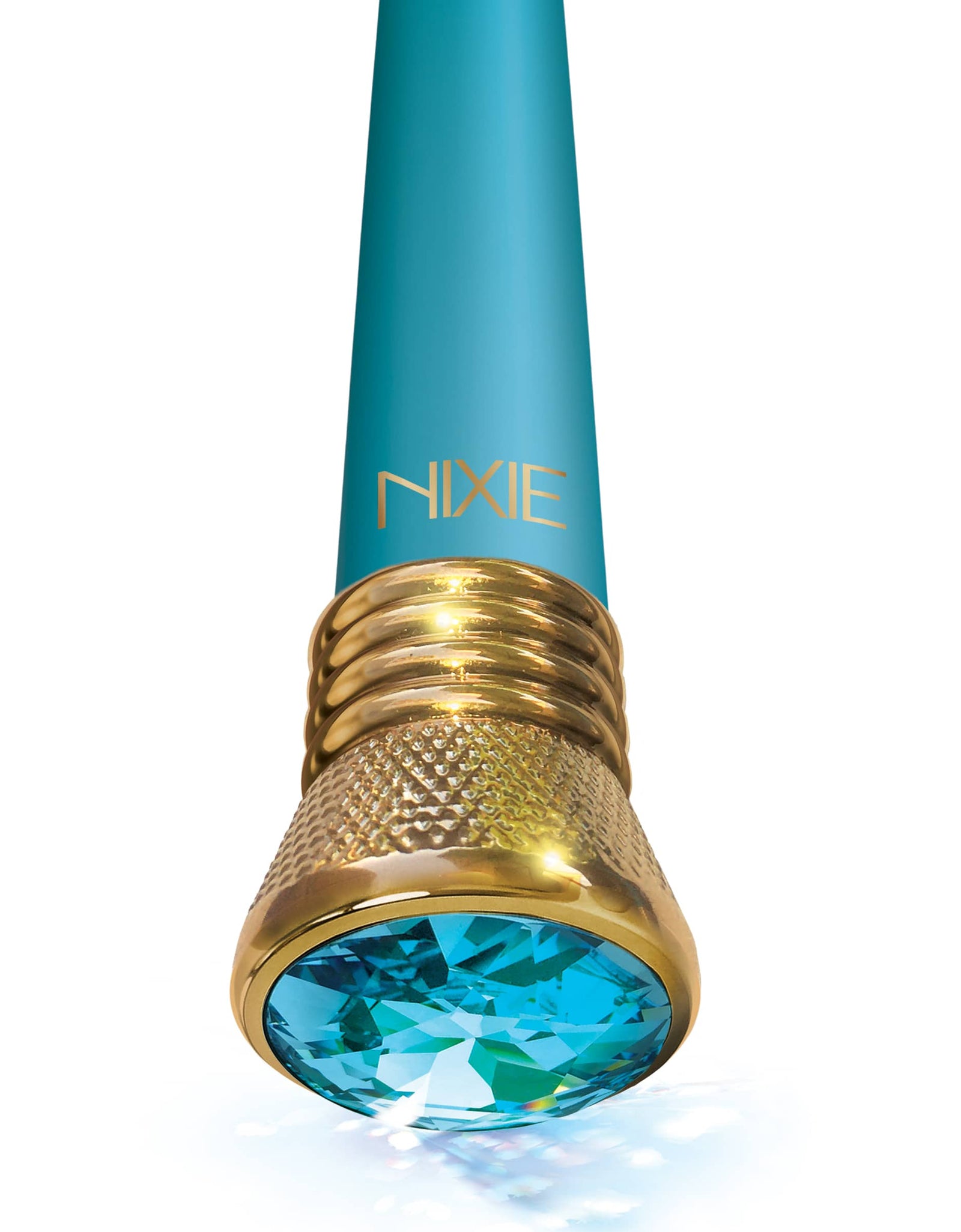 Nixie Jewel Satin Classic Vibrator, 10 Function, Aquamarine w/storage bag - The Happy Ending Shop